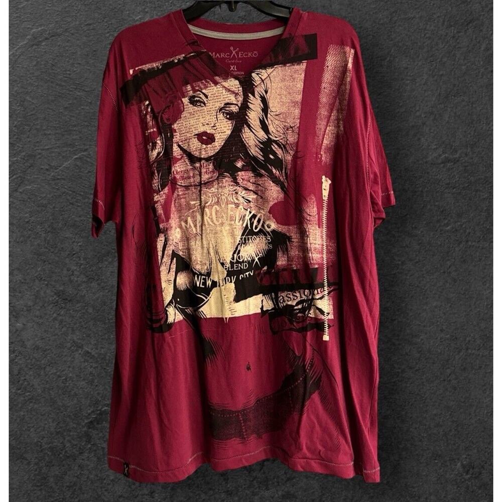 Marc Mark Ecko T Shirt Men's Size XL‎ Covergirl Vixen Burgundy Tee